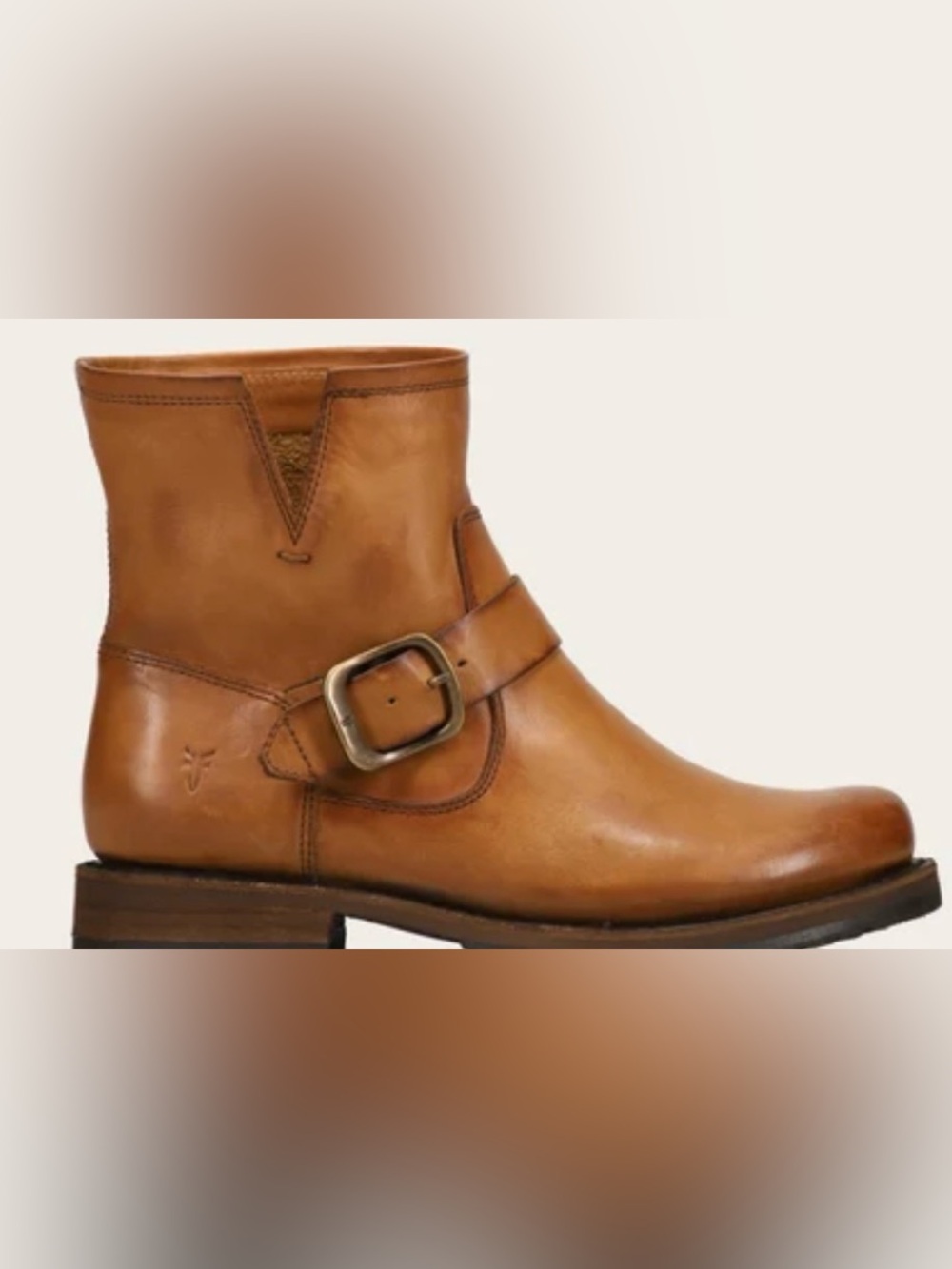 Frye Cognac Leather Buckle Ankle Boot
